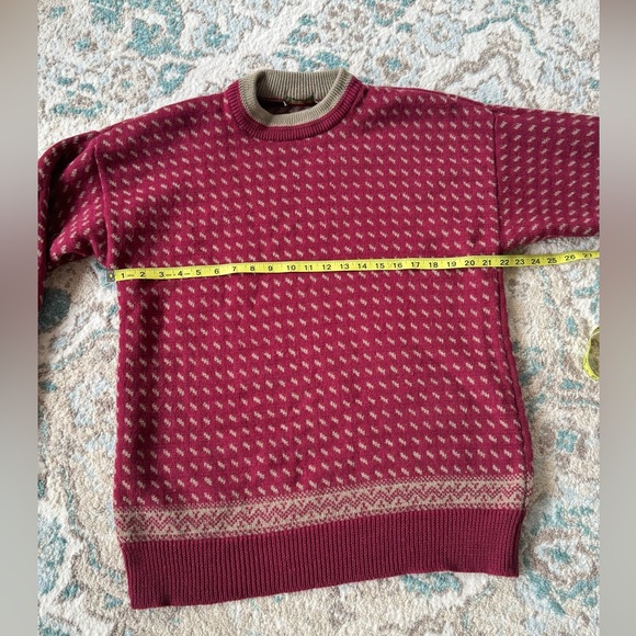 Boston traders Men's wool sweater Siz Medium Red Knit isle Nordic pullover sz XL - Picture 3 of 8